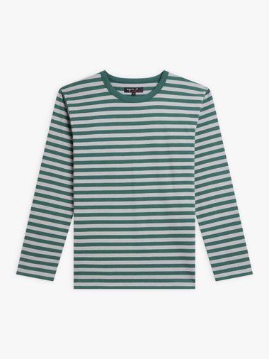 細ボーダー コットン 長袖 Tシャツ "Cool"