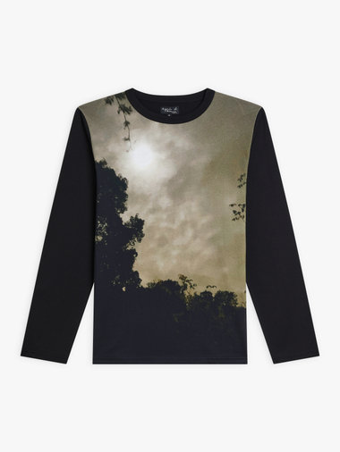 メンズ フォトプリント コットン 長袖 Tシャツ ”Nuit”