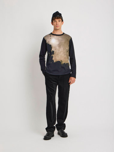 メンズ フォトプリント コットン 長袖 Tシャツ ”Nuit”