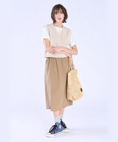 ウエスト ギャザー フリル ロング スカート