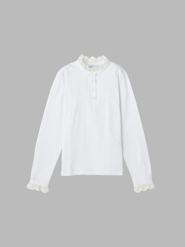 レース コットン ヘンリーネック トップス "Harpiste"