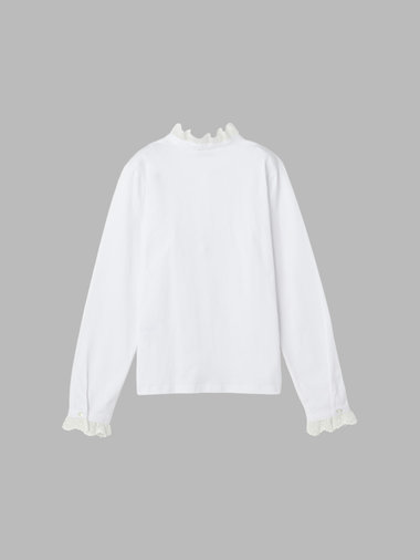 レース コットン ヘンリーネック トップス "Harpiste"