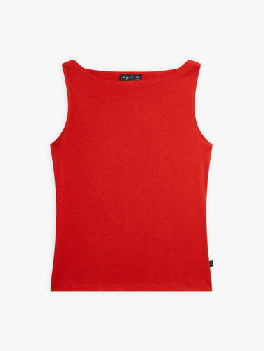 【Outlet】コットン ボートネック ノースリーブ Tシャツ "Leopard"