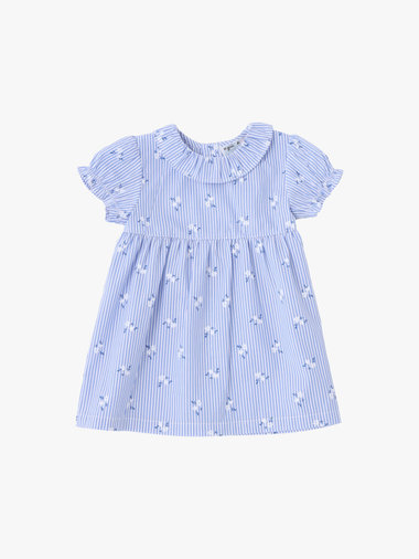 ベビー フラワープリント ストライプ コットン 半袖ワンピース&ブルマ セット