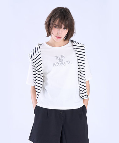 ロゴ 刺繍 コットン 半袖 Tシャツ