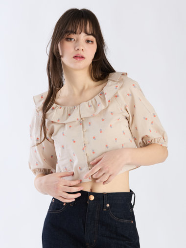 【Outlet】フラワーエンブロイダリーブラウス