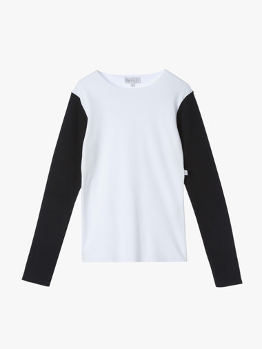 【Outlet】バイカラー コットン 長袖 Tシャツ "Evening"