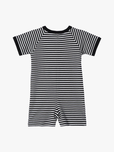 ベビー 細ボーダー コットン 半袖 コンビネゾン