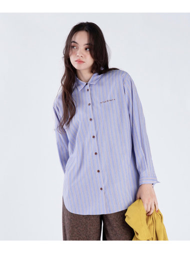 【Outlet】ストライプ コットン ロングスリーブ シャツ