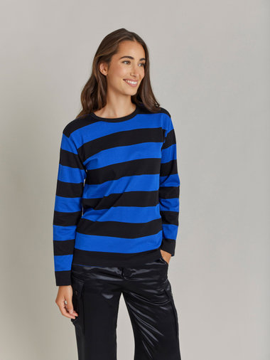 【Outlet】太ボーダー コットン 長袖Tシャツ "Cool"