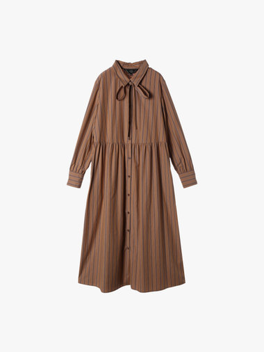 ストライプ コットン シャツワンピース