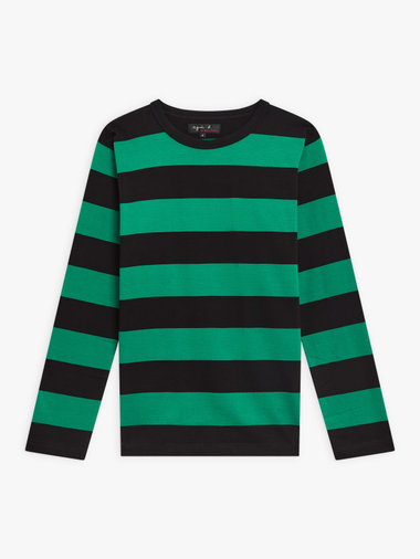 【Outlet】太ボーダー コットン 長袖Tシャツ "Cool"