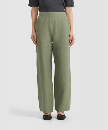 リネン ワイド パンツ