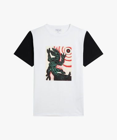 メンズ プリント コットン 半袖 アーティスト Tシャツ "Rafael Gray"