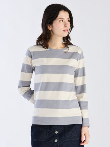 太ボーダー コットン 長袖Tシャツ ”Cool”