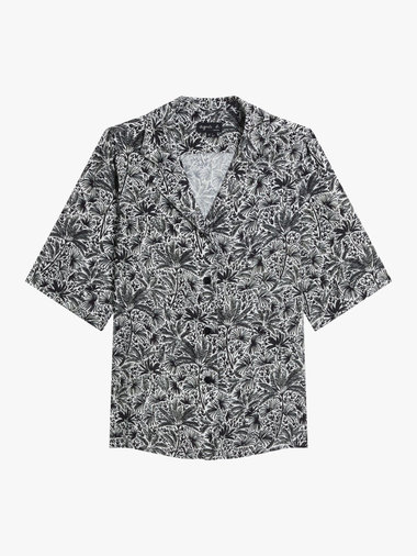 プリント オープンカラー 半袖 ブラウス ”Hawaii”