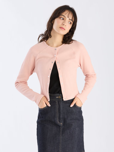 【Outlet】ワッフル コンパクト ロングスリーブ カーディガン