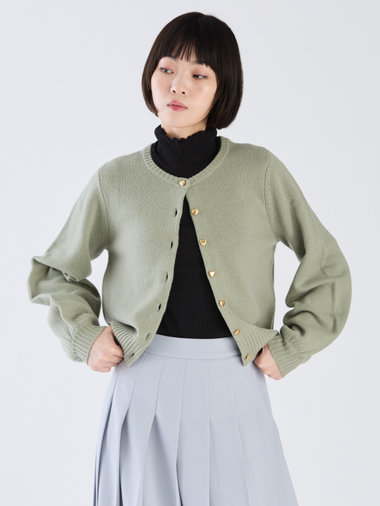【Outlet】ウール ボリュームスリーブ ラブリー カーディガン