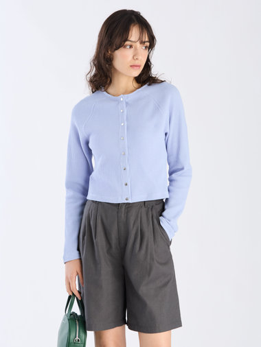 【Outlet】ワッフル コンパクト ロングスリーブ カーディガン
