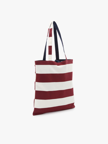 細ボーダー コットン リバーシブル トートバッグ ZAS11-01