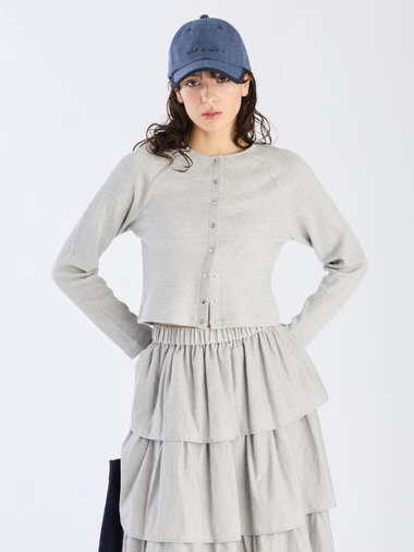 【Outlet】ワッフル コンパクト ロングスリーブ カーディガン