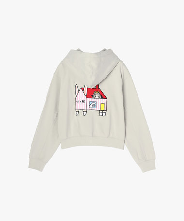 SPORT b. 刺繍 コットン 長袖 ジップアップ フーディー "Jessica Ng"