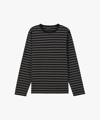 メンズ 細ボーダー コットン 長袖 Tシャツ "Coulos"
