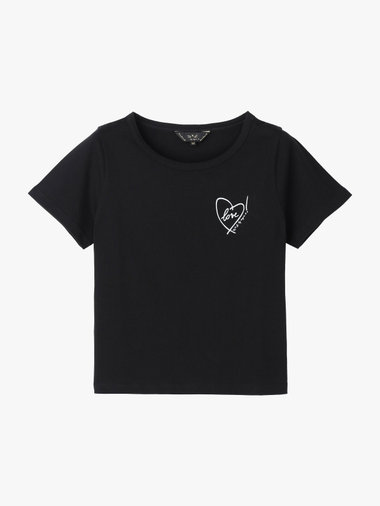 【Outlet】ハート 箔プリント コットン 半袖 Tシャツ "Love!"