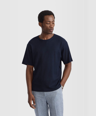 メンズ 透かし編み コットンジャージー 半袖 Tシャツ "Mark"