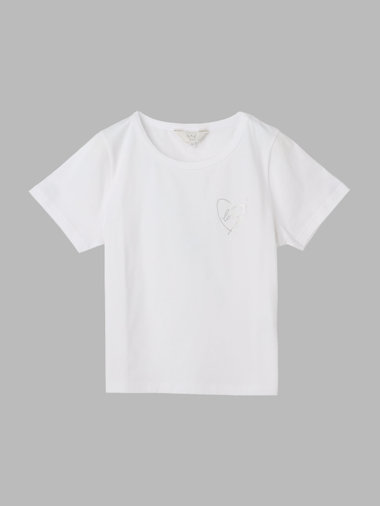 【Outlet】ハート 箔プリント コットン 半袖 Tシャツ "Love!"
