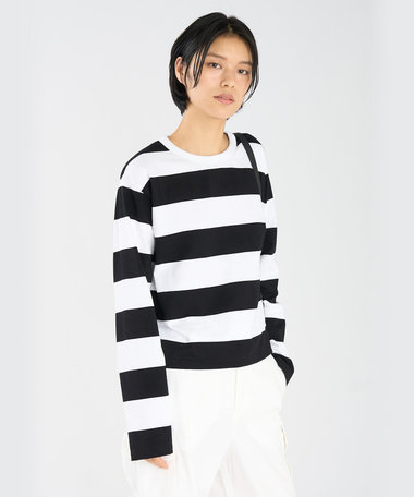 太ボーダー コットン 長袖 Tシャツ "Coolio"