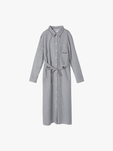 【Outlet】To b. by agnes b.× green label relaxing コットン 刺繍 ストライプ シャツドレス "b. cool!!"