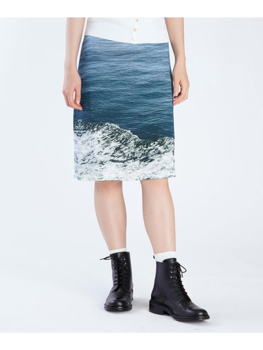 フォトプリント Aラインスカート ”Vagues”