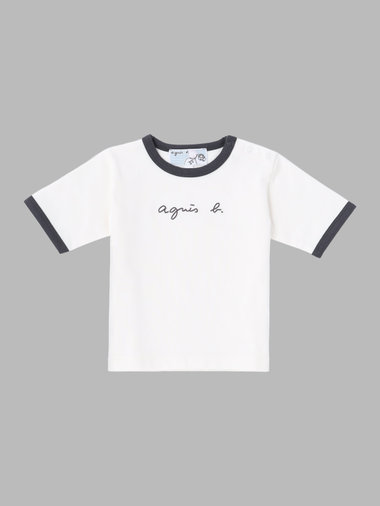 ベビー ロゴ 刺繍 コットン 5分袖 Tシャツ