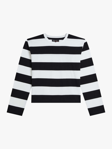 太ボーダー コットン 長袖 Tシャツ "Coolio"