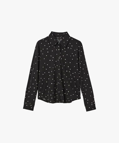 ドット ジャージー 長袖 ブラウス "Boys Boys"