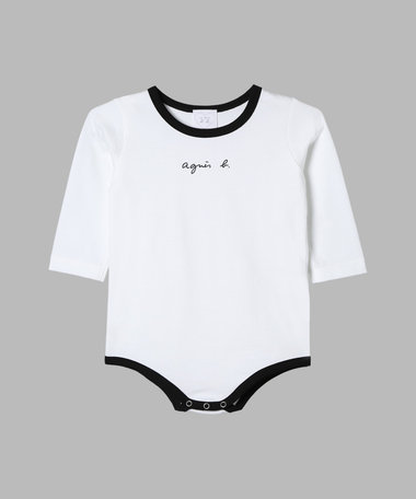 ベビー ロゴ ボーダー コットン 長袖 ボディスーツ 2枚組