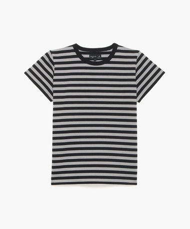 細ボーダー コットン 半袖Tシャツ "Brando"