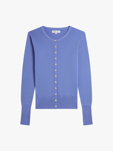 コットン ニット 長袖 カーディガンプレッション "Snapy"