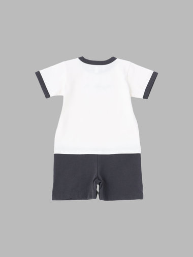 ベビー ロゴ 刺繍 コットン 半袖 コンビネゾン