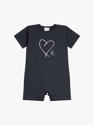 ベビー  "b."ロゴ ハート プリント コットン 半袖 ロンパース " Lollie"