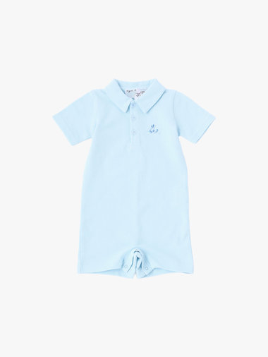 ベビー "b." ロゴ 刺繍 コットン 半袖 ロンパース "Lezard"