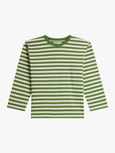 細ボーダー コットン 七分袖 Tシャツ "Lil Cool"