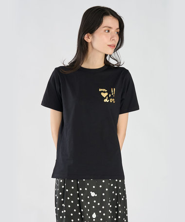 【by R 限定品】agnes b. プリント コットン 半袖 Tシャツ "un coeur d'or !!"