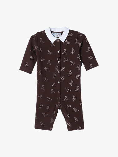 【Outlet】ベビー プリント コットン 長袖 コンビネゾン