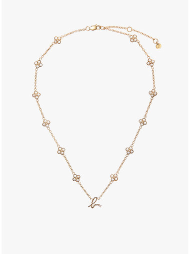 b.ロゴ フラワーモチーフ パール ネックレス "Double bloom"