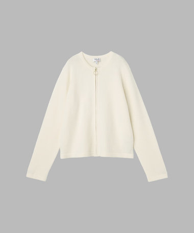 カシミヤ 長袖 カーディガン "Zip"