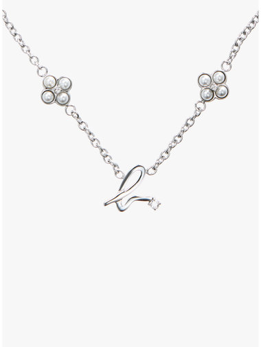 "b."ロゴ フラワーモチーフ パール ネックレス "Double bloom"