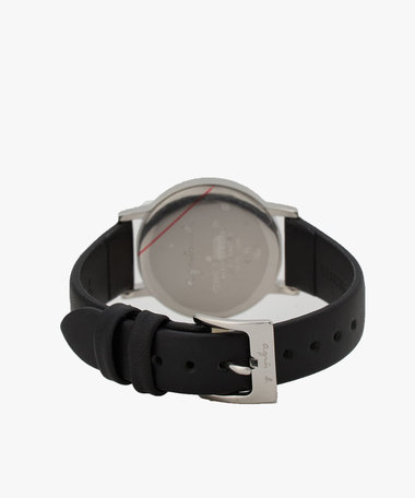 ブラック レザー ラウンド ウォッチ "Marcello"