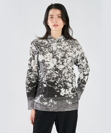 【by R 限定品】agnes b. フォトプリント コットン 長袖 ブラウス